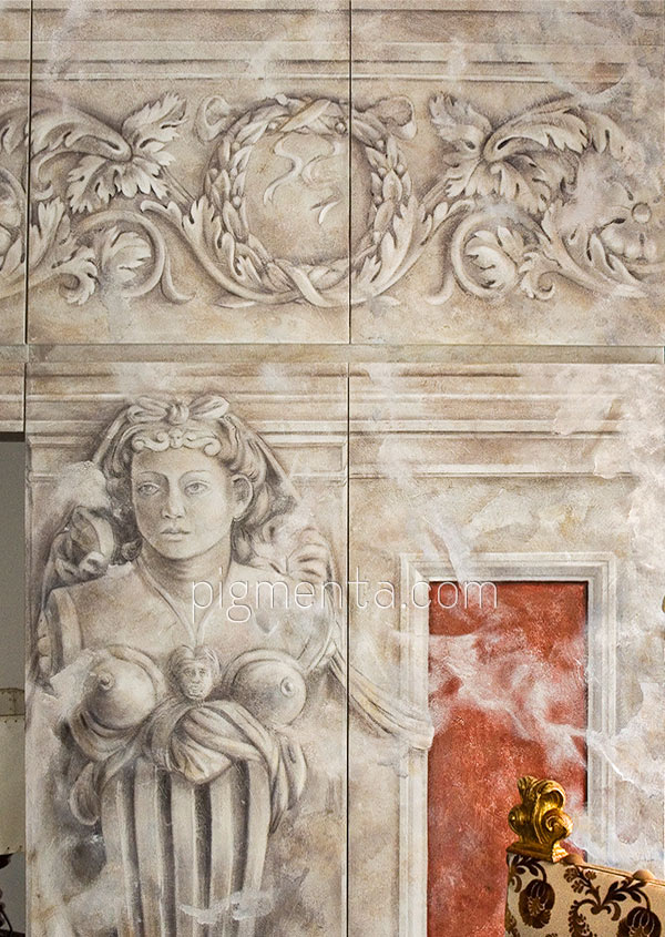 Italian Renaissance fresco painted on doors
