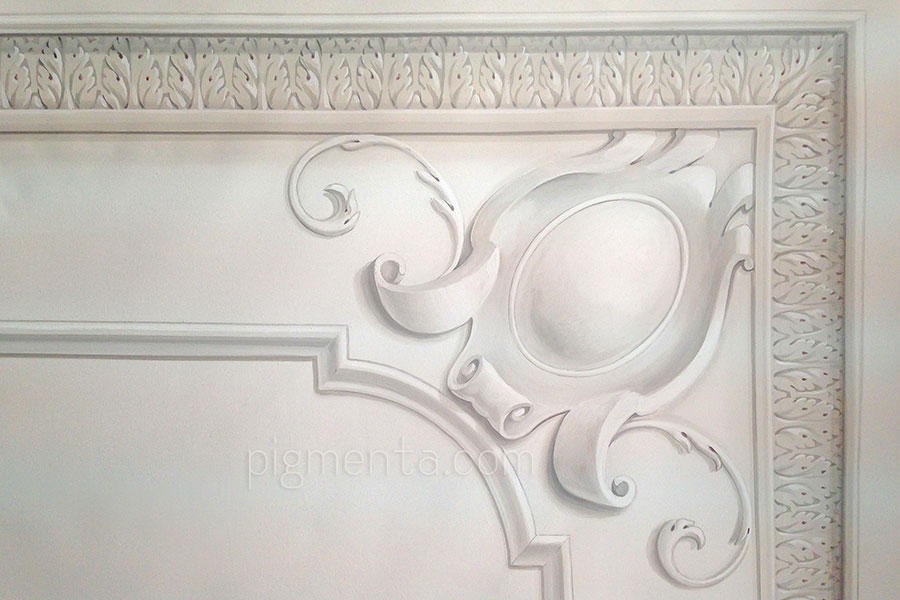 faux-mouldings painted in grisaille
