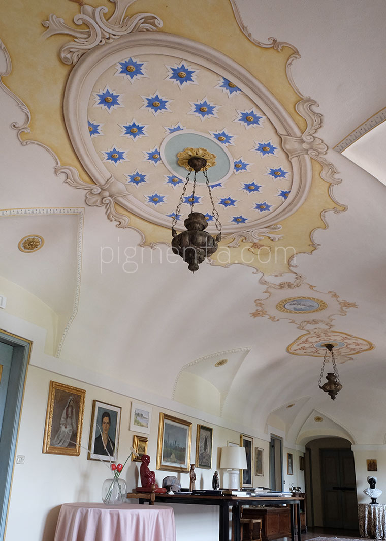 Ancient villa decorated ceilings