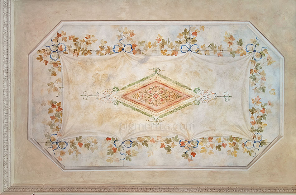 Painted velario on ceiling