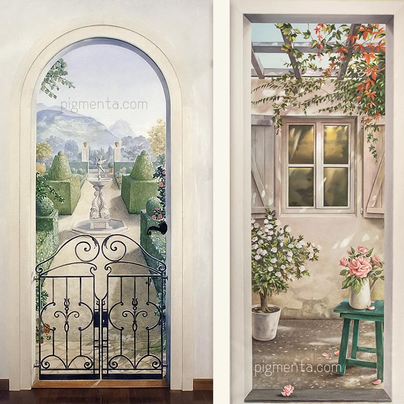 doors painted with trompe-l'oeil