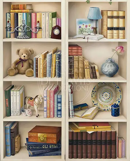 finta libreria a trompe l'oeil