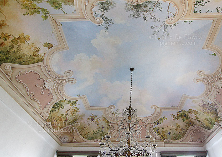 Tenuta Pegazzera soffitti antichi decorati in stile barocco
